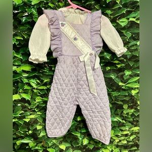 Vintage Romper Top Outfit 80s Evy Purple Polka Dot 2 Piece Girls 6-9 Month